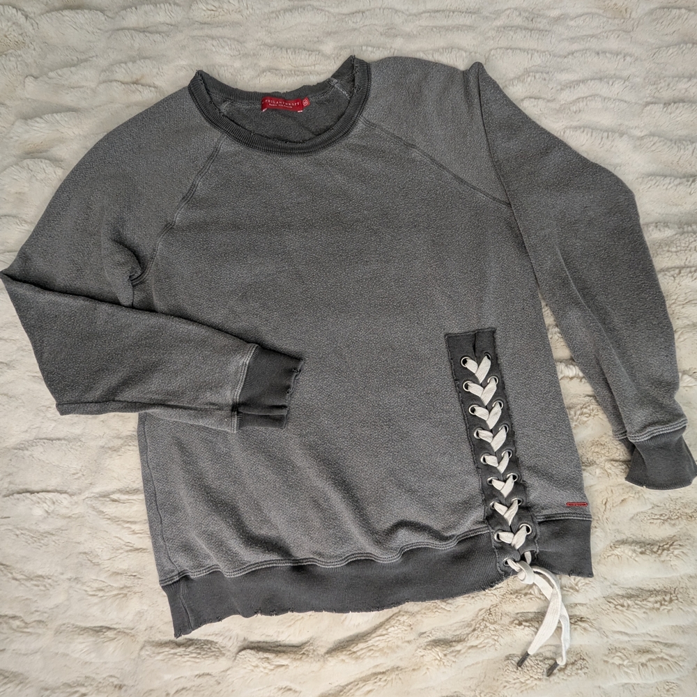 PHILANTHROPY GREY DISTRESSED SWEATSHRT